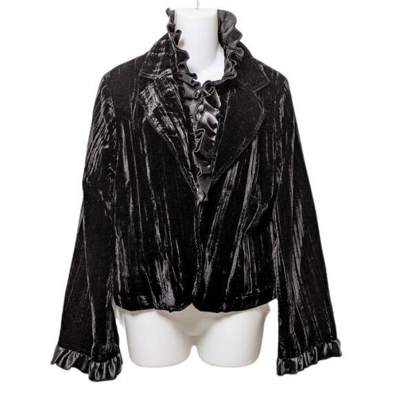 KALI Silk Velour Ruffle Collar Jacket M - Picture 1 of 7